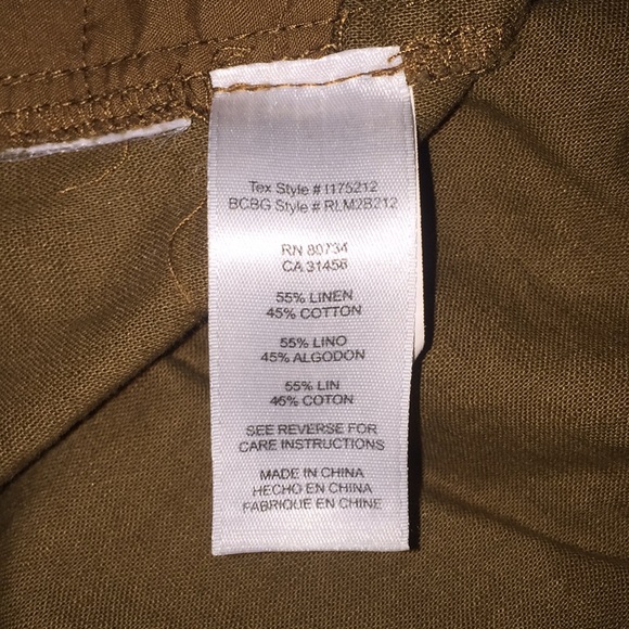 Wide Leg BCBGMaxAzria Brown Linen Drawstring Pants - Picture 5 of 8